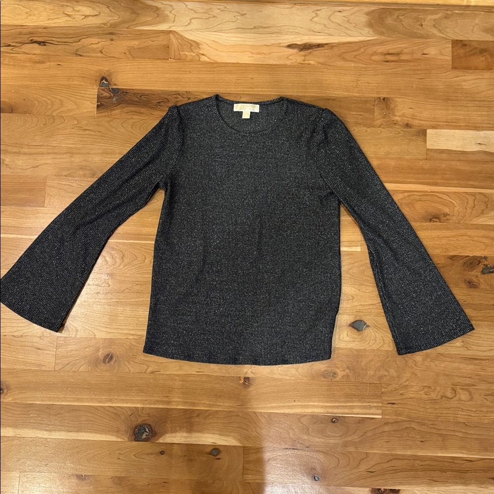Black and Silver Sparkly Long Sleeve Top Subtle Shimmer
